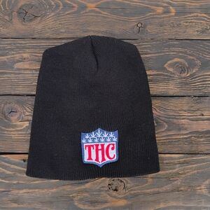THC Black Weed Leaf Crest TOBOGGAN KNIT VINTAGE BEANIE SKULL HAT SK8 CAP NWOT